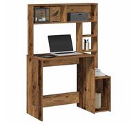vidaXL Escritorio estantes Madera ingeniería Envejecida 100x45x140 cm, Escritorio de Oficina, Mesa de Estudio, Escritorio de pie