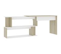 vidaXL Escritorio Esquinero de Ordenador Estudio Ejecutivo Oficina Despacho Mueble Duradera Robusta Estable Madera Contrachapada Blanco Roble Sonoma