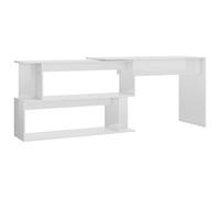 vidaXL Escritorio Esquinero Mesa Trabajo Estudio Muebles de Oficina Despacho Ordenador Decoración Capacidad de Almacenaje Contrachapada Blanco Brillo
