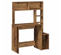 vidaXL Escritorio estantes Madera ingeniería Envejecida 100x45x140 cm, Escritorio de Oficina, Mesa de Estudio, Escritorio de pie