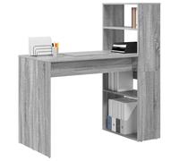vidaXL Escritorio Gris Sonoma Madera de ingeniería 113 x 54 x 120 cm | Elegante y minimalista para una vibra contemporánea, Viene con estantes que te ayudan a mantener todo ordenado y con estilo,