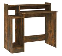 vidaXL Escritorio LED Mesa Ordenador Estudio Oficina Muebles Despacho Almacenamiento Estantería Madera Contrachapada Roble Ahumado