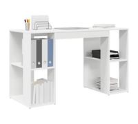 vidaXL Escritorio Moderno Blanco de con Estantes Integrados | Madera Ideal para Estaciones de Trabajo, Lectura, Escritura, Oficina en Casa, Solo Interior, Ensamblaje Fácil