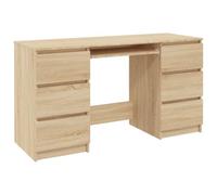 vidaXL Escritorio Mesa Trabajo Estudio Muebles de Oficina Despacho Ordenador Decoración Capacidad de Almacenaje de Madera Contrachapada Roble