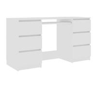 vidaXL Escritorio Mesa Trabajo Estudio Muebles de Oficina Despacho Ordenador Decoración Capacidad de Almacenaje de Madera Contrachapada Blanco