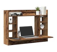 vidaXL Escritorio Montado en la Pared Madera Envejecida | Tiene mucho espacio para todas tus cosas, Diseño elegante que queda perfecto en cualquier oficina,