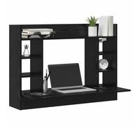 vidaXL Escritorio Montado en la Pared Madera Vieja 105X48X75 cm Acabado Negro Ahorra Espacio Flotante para Oficina en Casa Estación de Trabajo de Computadora Solución de Almacenamiento Moderna con I