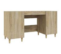 vidaXL Escritorio Oficina Trabajo Estudio Ordenador Mueble Despacho Cajones Almacenamiento Decorativo Madera Contrachapada Color Roble