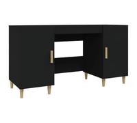 vidaXL Escritorio Oficina Trabajo Estudio Ordenador Mueble Despacho Cajones Almacenamiento Decorativo de Madera Contrachapada Negro