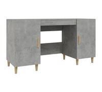 vidaXL Escritorio Oficina Trabajo Estudio Ordenador Mueble Despacho Cajones Almacenamiento Decorativo de Madera Contrachapada Gris Hormigón