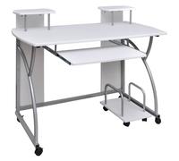 Vidaxl Escritorio Ordenador Madera Contrachapada Blanco 110x52x88,5 Cm