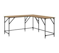 vidaXL Escritorio Roble Artesanal 149 x 149 x 75 cm, Escritorio Moderno en L, Mesa Resistente para computadora, Madera de ingeniería, Estructura Negra, Mueble Actual de Trabajo