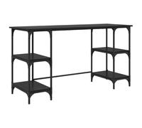 vidaXL Escritorio Roble Negro 140 x 50 x 75 cm Madera contrachapada, Escritorio de Computadora Rústico Industrial, Mesa de Trabajo Amplio Almacenamiento, Rectangular Oficina, Madera