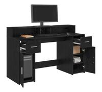 vidaXL Escritorio Roble Negro con Iluminación LED 140X55X91 cm Madera Ingenierizada para Oficina y Estudio Muebles de Computadora Rectangular Contemporáneo