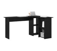 vidaXL Escritorio de Esquina de Roble Negro con Estantes Acabado en Madera Estilo Moderno para Oficina en Casa Superficie Espaciosa y Líneas Limpias para Estudiar y Escribir.