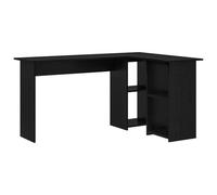 vidaXL Escritorio de Esquina de Roble Negro con Estantes Acabado en Madera Estilo Moderno para Oficina en Casa Superficie Espaciosa y Líneas Limpias para Estudiar y Escribir.