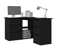 vidaXL Escritorio de esquina Roble negro 145x100x76 cm – Madera de ingeniería, estante compacto