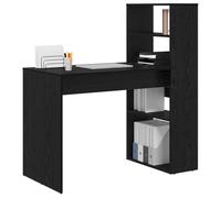 vidaXL Escritorio Roble Negro Madera de ingeniería 113 x 54 x 120 cm | Look minimalista y elegante para espacios actuales, Viene con estantes para que todo esté en orden y con estilo,
