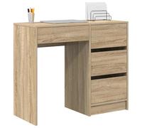 vidaXL Escritorio Roble Sonoma Madera de ingeniería 90 x 37.5 x 75 cm | Look moderno, simple y muy chido, Tiene tres cajones super espaciosos, Hecho de particle board fuerte
