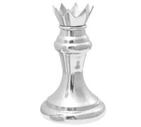 vidaXL Juego de escultura de ajedrez de aluminio plateado, piezas de arte decorativas modernas para sala de estar/vestíbulo, acabado pulido e incrustaciones decorativas, decoración duradera para