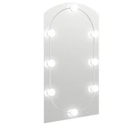 vidaXL Espejo con Luces LED Tocador Maquillaje Iluminación de Pared Cuarto de Baño Aseo Lavabo Inodoro Decoración Vidrio Arco 90x45 cm