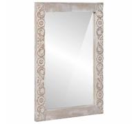 vidaXL Espejo de baño 70 x 50 x 2,5 cm Madera de Mango Maciza, Espejo Moderno montado en la Pared, Rectangular para baño, decoración Chic, Madera elaborada, Elegante para el Dormitorio