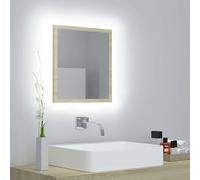 vidaXL Espejo de Baño con LED Inodoro Aseo Muebles Mobiliario Decoración Adorno Habitación Moderno Madera y Acrílico Contrachapada Roble Sonoma