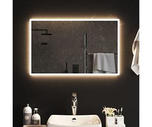 vidaXL Espejo de Baño con LED Interruptor Táctil Iluminación Ajustable Regulable Pared Maquillaje Tocador Rectangular Impermeable Decoración