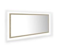 Vidaxl espejo de baño led acrílico color roble sonoma 100x8,5x37 cm