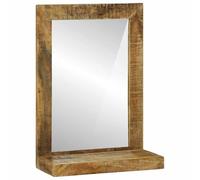 vidaXL Espejo de baño Marrón 50 x 22 x 70 cm Madera de Mango Maciza, Espejo de baño rústico, diseño Rectangular, Accesorio Duradero, Colgante en Pared, Estilo contemporáneo