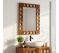vidaXL Espejo de baño Nogal 50 x 70 x 2,5 cm Madera de mango , Espejo Rectangular Moderno para Baño, Madera de Mango, Chic, Decoración Minimalista para el Hogar
