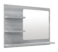 vidaXL Espejo de Baño Tocador de Pared Inodoro Aseo Muebles Mobiliario Almacenaje Estante Decoración Madera Contrachapada Gris Sonoma 60x10,5x45 cm
