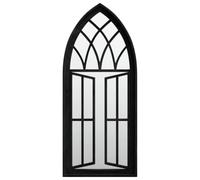 vidaXL Espejo de Jardín Pared Patio Arco Gótico Colgante Apariencia Antigua Muebles Decorativo Adorno Hierro Negro para Exterior 70x30 cm