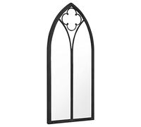 vidaXL Espejo de Jardín Pared Patio Arco Gótico Colgante Apariencia Antigua Muebles Decorativo Adorno Negro Hierro para Exterior 70x30 cm