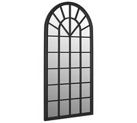 vidaXL Espejo de Jardín Pared Patio Arco Gótico Colgante Apariencia Antigua Muebles Decorativo Adorno Hierro Negro para Uso Exterior 90x45 cm