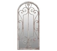 vidaXL Espejo de Jardín Pared Patio Arco Gótico Colgante Apariencia Antigua Muebles Decorativo Adorno Hierro Color Arena para Uso Exterior 100x45 cm