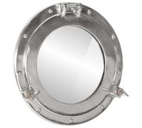 vidaXL Espejo de Ojo de Buey de Pared Aluminio y Vidrio Ø38 cm, Espejo de Ojo de Buey Redondo, Espejo de baño de Ojo de Buey