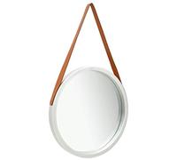 vidaXL Espejo de Pared con Correa Redondo Colgante Armario Baño Antiguo Retro Consumo de Maquillaje Decoración Hogar Sala Plateado 50 cm