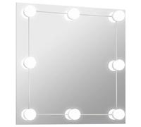 vidaXL Espejo de Pared con Luces LED Pasillo Entrada Cuarto de Baño Ducha Aseo Colgante Decoración Habitación Salón Sala de Estar Cuadrado de Vidrio