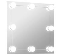 vidaXL Espejo de Pared con Luces LED Pasillo Entrada Cuarto de Baño Ducha Aseo Colgante Decoración Habitación Salón Sala de Estar Cuadrado de Vidrio