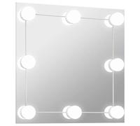vidaXL Espejo de Pared con Luces LED Pasillo Entrada Cuarto de Baño Ducha Aseo Colgante Decoración Habitación Salón Sala de Estar Cuadrado de Vidrio