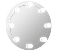 vidaXL Espejo de Pared con Luces LED Pasillo Entrada Cuarto de Baño Ducha Aseo Colgante Decoración Habitación Salón Sala de Estar Redondo de Vidrio