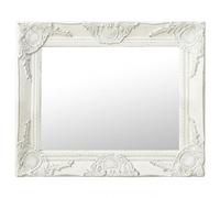 vidaXL Espejo de Pared Estilo Barroco Rectangular Colgante Armario Baño Antiguo Retro Consumo de Maquillaje Decoración Hogar Blanco 50x40 cm