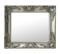 vidaXL Espejo de Pared Estilo Barroco Rectangular Colgante Armario Baño Antiguo Retro Consumo de Maquillaje Decoración Hogar Plateado 50x40 cm