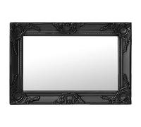 vidaXL Espejo de Pared Estilo Barroco Rectangular Colgante Armario Baño Antiguo Retro Consumo de Maquillaje Decoración Hogar Negro 60x40 cm