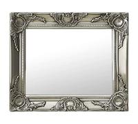 vidaXL Espejo de Pared Estilo Barroco Rectangular Colgante Armario Baño Antiguo Retro Consumo de Maquillaje Decoración Hogar Plateado 50x40 cm