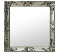vidaXL Espejo de Pared Estilo Barroco Rectangular Colgante Armario Baño Antiguo Retro Consumo de Maquillaje Decoración Hogar Plateado 60x60 cm