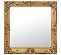 vidaXL Espejo de Pared Estilo Barroco Rectangular Colgante Armario Baño Antiguo Retro Consumo de Maquillaje Decoración Hogar Dorado 60x60 cm