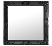 vidaXL Espejo de pared estilo barroco rectangular colgante para baño Negro 60x60 cm