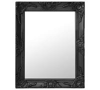 vidaXL Espejo de Pared Estilo Barroco Rectangular Colgante Baño Armario Antiguo Retro Consumo de Maquillaje Decoración Hogar Negro 50x60 cm